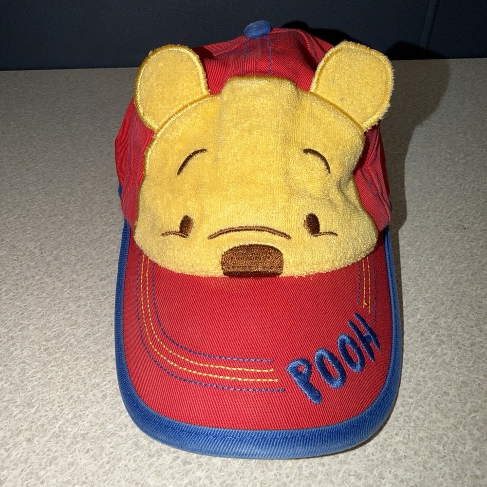 Disney Winnie the Pooh Baseball Cap Hat Red Soft 3D Ears Toddlers Embroidered